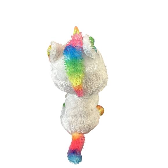 TY Beanie Boos Pixy White Rainbow Unicorn Glitter Eyes 6" Plush Stuffed Animal - Picture 2 of 9